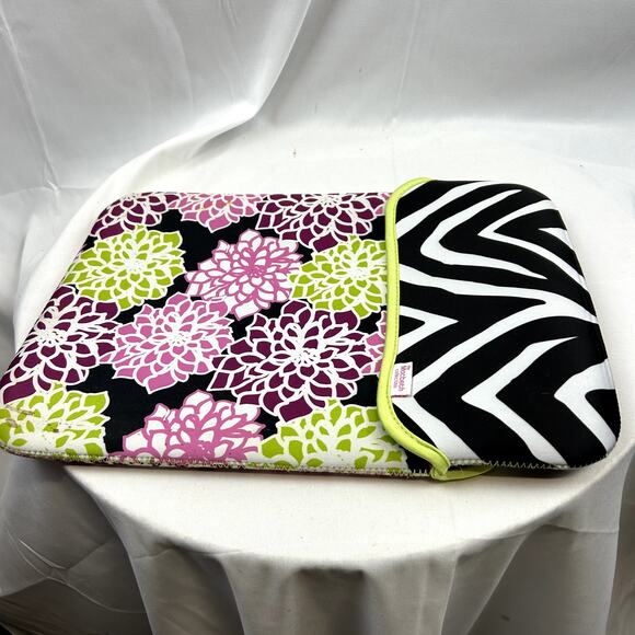 MacBeth Laptop or ipad Carrier  bag Cover Soft 11.5 x 13.5" purple pink lime - Picture 6 of 7